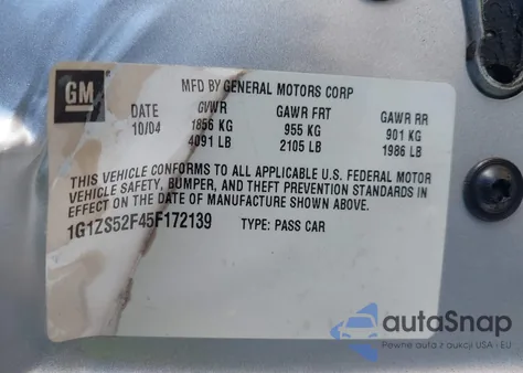 2005 Chevrolet Malibu из США, поврежденный, VIN 1G1ZS52F45F172139